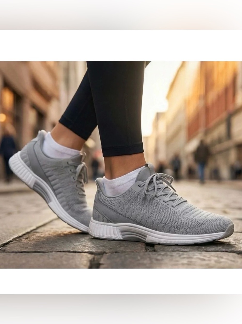 Kita OrthoFeet Lightweight Grey Knit Comfy Lightweight Sneakers with White Sole